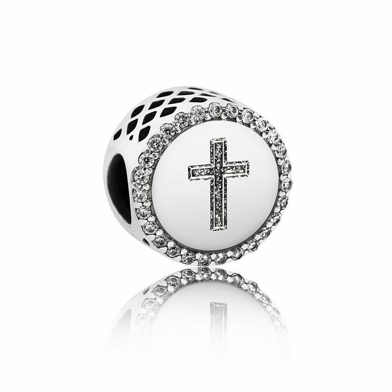 Pandora Faith Cross Charm Ireland - Sterling Silver/Cubic Zirconia - 421853HNT